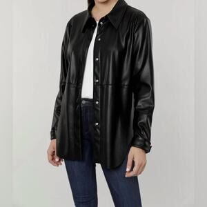 7 FOR ALL MANKIND Faux Leather Black Jacket Size Medium